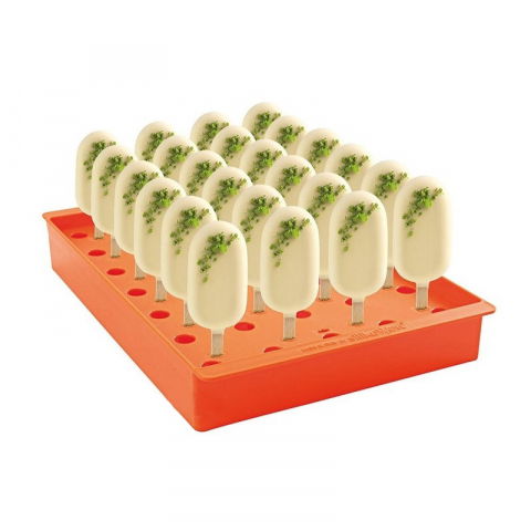 Cofetarie - Ustensile - Suport 21 Produse pe Bastonase, 36 x 23.5 x H 4.8 cm, Plastic Portocaliu