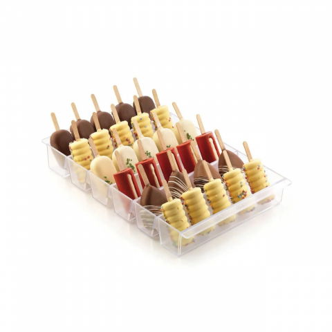 Cofetarie - Ustensile - Suport 24 Produse Sandwich/Bastonase, 36 x 23.5 x H 4.8 cm, Plastic Transparent