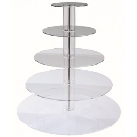 Suporturi Bufet, Candy Bar - Suport Bufet 5 Etaje, Plexiglas Transparent, Ø 50 x H 53 cm