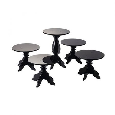 Suporturi Bufet, Candy Bar - Suport Bufet Cristal Baroc, Plexiglas Negru, Ø26xH21cm