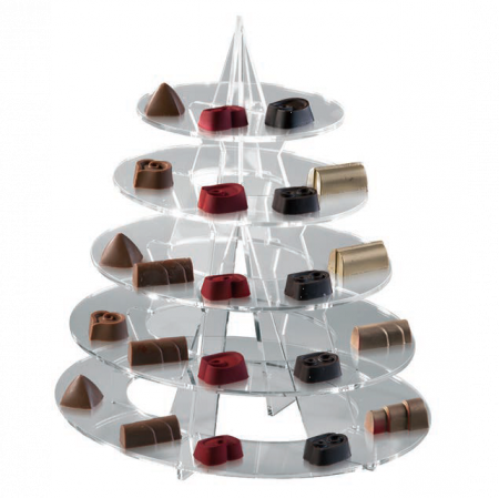 Suporturi Bufet, Candy Bar - Suport Bufet Model Mignon, 5 Etaje, Plexiglas Transparent, 27 x 22 x H 30 cm