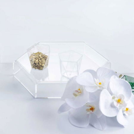 Suporturi Bufet, Candy Bar - Suport Bufet Plexiglas Transparent Hexagon Mosaic Ø 24 x H 4.6 cm