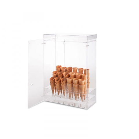 Cofetarie - Ustensile - Suport Expunere Conuri Inghetata, Transparent, 41 x 20.5 x H 56.4 cm