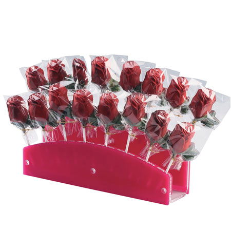 Suporturi Macarons, Cupcakes, LolliPops - Suport LolliPops/CakePops, 30 Produse, Plexiglas Fucsia, 29.5 x 7 x  H 12.5 cm