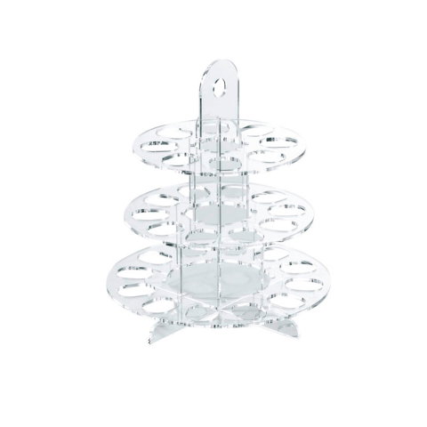 Cofetarie - Ustensile - Suport Macarons 3 Etaje, Plexiglas Transparent, Ø 24 x H 28 cm