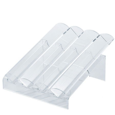 Suporturi Macarons, Cupcakes, LolliPops - Suport Macarons 4 Coloane Inclinate, Plexiglas Transparent, 33 x 27 x H 14.5 cm