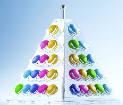 CakePops, LolliPops, PushUpPops - Suport Macarons Model Piramida, Plexiglas Transparent, 33 x 33 x H 45 cm