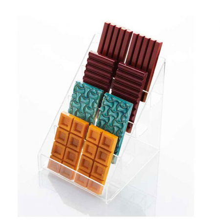 Suporturi Bufet, Candy Bar - Suport Plexiglas Transparent 4 sectiuni Expunere in Trepte 18 x 22 x H 25.5 cm