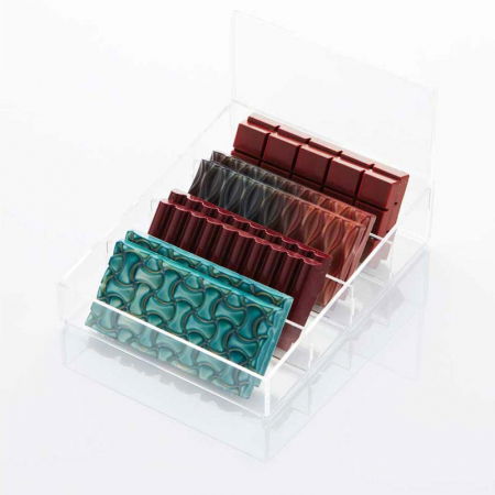 Suporturi Bufet, Candy Bar - Suport Plexiglas Transparent 4 sectiuni Expunere Orizontala 18.1 x 22.6 x H 15.6 cm