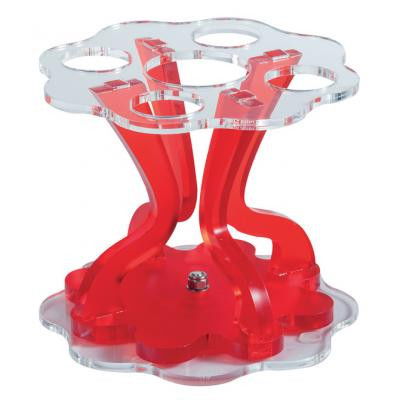 Ustensile Inghetata, Gelaterie - Suport Rotativ Servire 4 Conuri Inghetata, Plexiglas Rosu, Ø15.5xH13cm