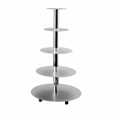 Accesorii Tort, Candy Bar, Bufet - Suport Tort 5 Etaje, Inox/Aluminiu, Ø 45 x H 70 cm