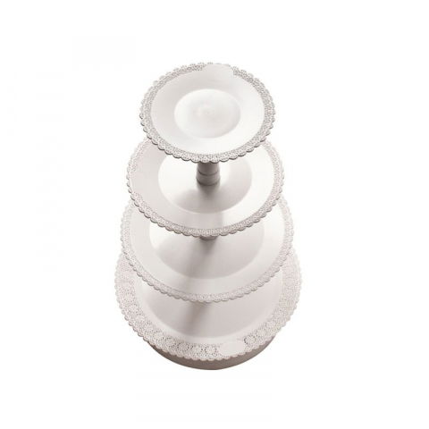 Suporturi Bufet, Candy Bar - Suport Tort/ Bufet 4 Etaje, Plastic Alb, Ø 40-35-30-25 x H 54 cm