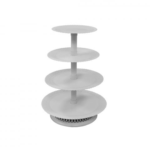 Suporturi Bufet, Candy Bar - Suport Tort/ Bufet 4 Etaje, Plastic Alb, Ø 40-35-30-25 x H 54 cm