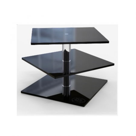 Suporturi Bufet, Candy Bar - Suport Tort / Bufet Rubik's Cube 3 Etaje, Plexiglas Negru, 12 x 12 x H 10.2 cm