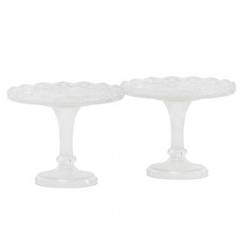 Suporturi Bufet, Candy Bar - Suporturi Mici Bufet, Plastic Alb, Ø 10 x H 8 cm, Set 2 Buc