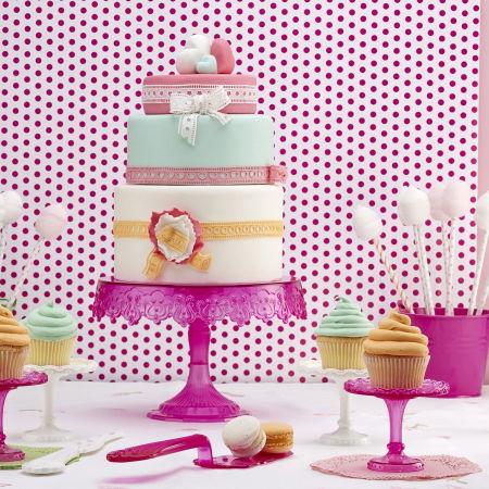 Suporturi Bufet, Candy Bar - Suporturi Mici Bufet, Plastic Fucsia, Ø 10 x H 8 cm, Set 2 Buc