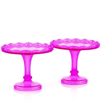 Suporturi Bufet, Candy Bar - Suporturi Mici Bufet, Plastic Fucsia, Ø 10 x H 8 cm, Set 2 Buc