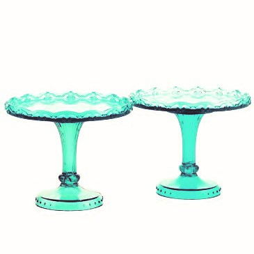 Suporturi Bufet, Candy Bar - Suporturi Mici Bufet, Plastic Turcoise, Ø 10 x H 8 cm, Set 2 Buc