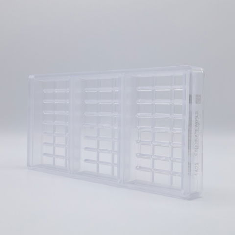 Ciocolaterie - Matrite, Ustensile - Tablete Ciocolata 12.4 x 7.7 x H 2 cm, Matrita Policarbonat Tableta, 3 cavitati, 205 gr