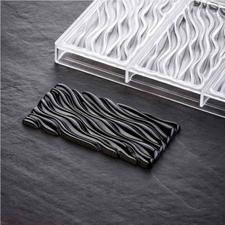 Ciocolaterie - Matrite, Ustensile - Tablete Ciocolata 15.4 x 7.7 x H 1.1 cm - Matrita policarbonat Fluid Vallée, 3 cavitati