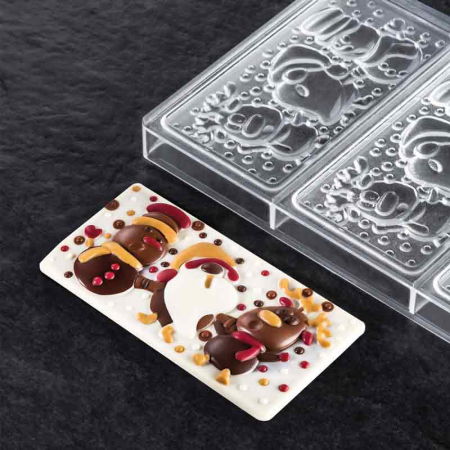 Tablete Ciocolata 15.4 x 7.7 x H 1.3 cm - Matrita policarbonat Xmas Friends, 3 cavitati [2]