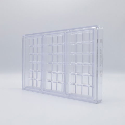 Ciocolaterie - Matrite, Ustensile - Tablete Ciocolata 15.5 x 7.7 x H 1.9 cm, Matrita Policarbonat Tableta, 3 cavitati, 240 gr