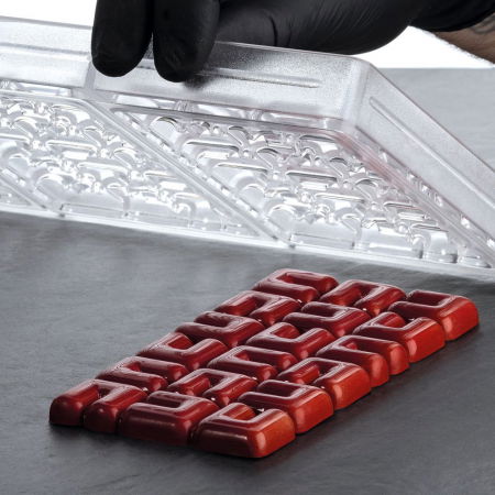 Ciocolaterie - Matrite, Ustensile - Tablete Ciocolata 15.5 x 7.7 x H 1 cm - Matrita Policarbonat Choco Bar Ola, 3 cavitati