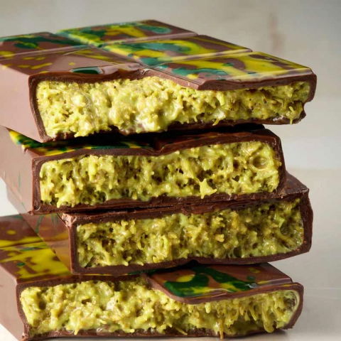 Matrite Tablete, Batoane, Snack Ciocolata - Tablete Ciocolata 15 x 7 x H 2 cm - Matrita policarbonat Ciocolata Dubai, 3 cavitati, 200 g