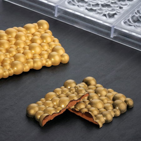 Matrite Tablete, Batoane, Snack Ciocolata - Tablete Ciocolata 15 x 7.7 x H 1.2 cm - Matrita Policarbonat Choco Bar Sparkling, 3 cavitati