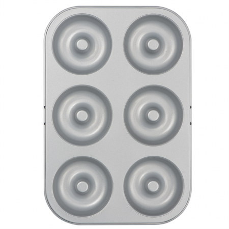 Cofetarie - Ustensile - Tava 6 Cavitati Forme Donuts / Gogosi Ø 7.5 x H 2.3 cm, Otel Antiaderent