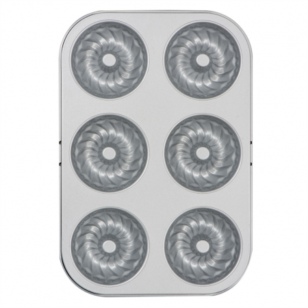 Cofetarie - Ustensile - Tava 6 Cavitati Forme Gugelhupf Ø 7.5 x H 3.2 cm, Otel Antiaderent