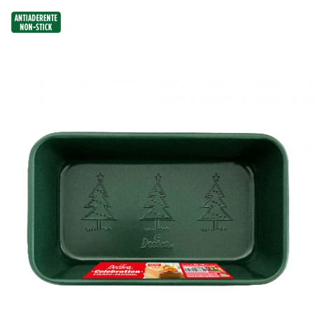 Forme, Tavi Coacere - Tava Chec / Cozonac Celebration Verde 24 x 14 x H 6.5 cm, Metal Antiaderent