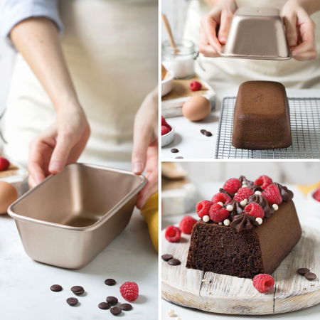 Tava Chec / Cozonac Roz Vintage 18.5 x 11.5 x H 6.5 cm, Aluminiu Antiaderent [2]