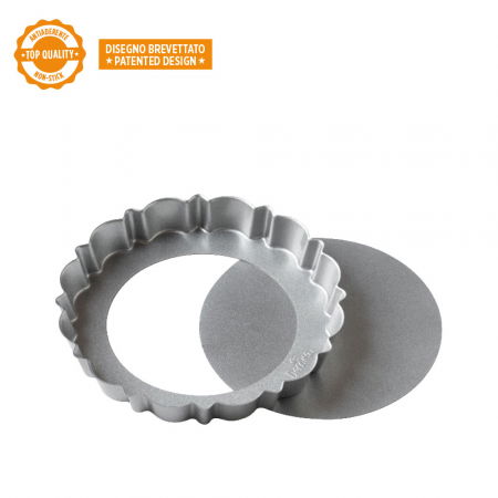 Forme, Tavi Coacere - Tava Coacere Margini Festonate si Baza Detasabila Ø 20 x H 3 cm, Aluminiu Antiaderent