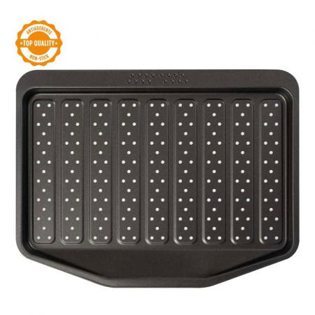 Cofetarie - Ustensile - Tava Coacere Perforata Crisp & Fry 41 x 31.5 x H 2.5 cm, Aluminiu Antiaderent