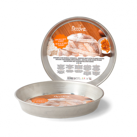 Forme, Tavi Coacere - Tava cu Margini Evazate pentru Placinta / Prajitura, Ø 22 x H 4 cm, Tabla Cositorita