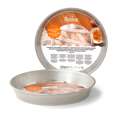 Cofetarie - Ustensile - Tava cu Margini Evazate pentru Placinta / Prajitura, Ø 26 x H 4 cm, Tabla Cositorita