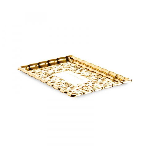 Accesorii Tort, Candy Bar, Bufet - Tava Dreptunghiulara Aurie Expunere 22 x 15 cm, Set 25 buc