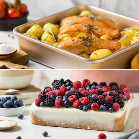 Tava Patrata Margini Drepte Roz Vintage 24.5 x 24.5 x H 5.5 cm, Aluminiu Antiaderent [2]