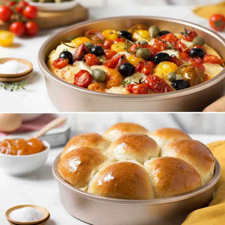 Tava Rotunda Margini Drepte Roz Vintage Ø 24.5 x H 5 cm, Aluminiu Antiaderent [2]