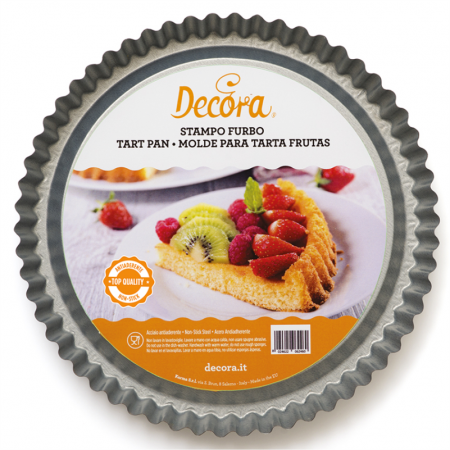 Forme, Tavi Coacere - Tava Tarta cu Margini Festonate si Baza Inaltata, Ø 28 x H 3 cm, Otel Antiaderent