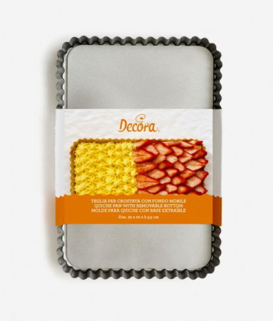 Cofetarie - Ustensile - Tava Tarta cu Margini Festonate si Baza Detasabila, 32 x 22 x H 3.5 cm, Otel Antiaderent