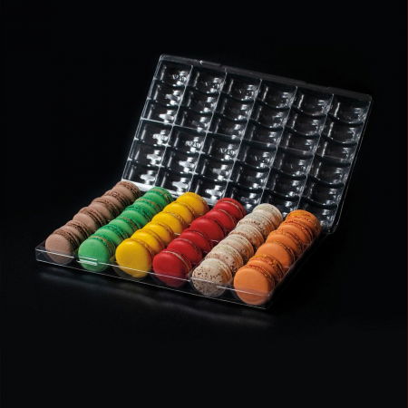 Ambalaje Bomboane, Prajituri, Torturi - Tavita Macarons/Fursecuri, 36 cavitati Material Plastic Transparent 29.5 x 19. 5 x H 2.5 cm