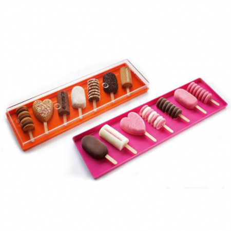 Accesorii Tort, Candy Bar, Bufet - Tavita Margini drepte, Plexiglas Alb + Capac Transparent, 39 x 10.9 x H 3.2 cm