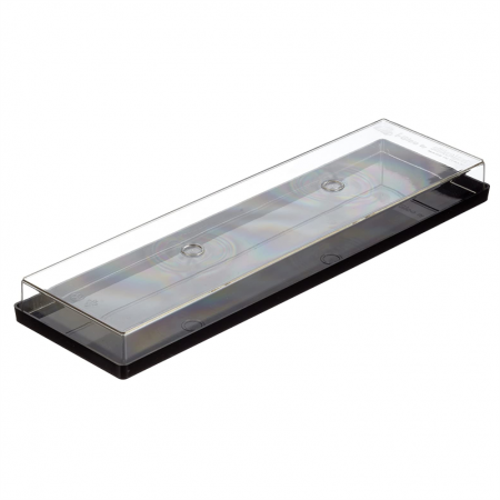 Accesorii Tort, Candy Bar, Bufet - Tavita Margini drepte, Plexiglas Negru + Capac Transparent, 39 x 10.9 x H 3.2 cm