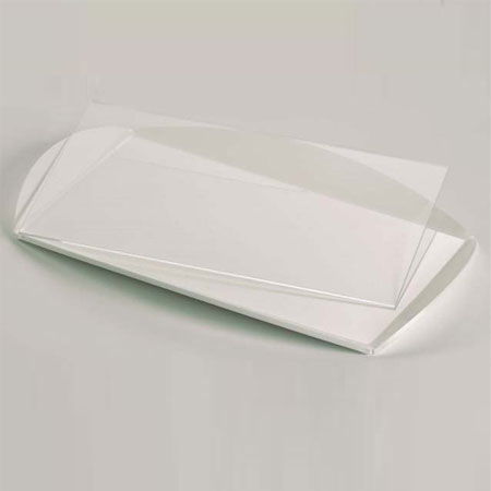 Accesorii Tort, Candy Bar, Bufet - Tavita Margini Inclinate, Plexiglas Alb, 29 x 18 x H 2.5 cm