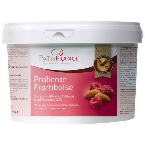 Glazuri, Napaj, Creme Cofetarie - Umplutura Crocanta cu Zmeura si Migdale 22%, Pralicrac Raspberry, PatisFrance