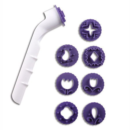 Ustensile Decor Pasta de Zahar - Ustensila cu Discuri Decupare 8 Modele Decor Broderie 3D, Material Plastic