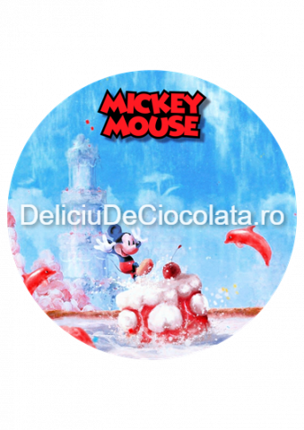 Decoratiuni Comestibile, Decor Tort - Vafa imprimata Mickey Mouse Model 4, Ø 20 cm