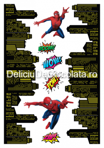 Personaje Celebre si Cinema - Vafa imprimata SpiderMan Model 1, 6 Decoruri Ø 3.5-10 cm si Decor Lateral, A4